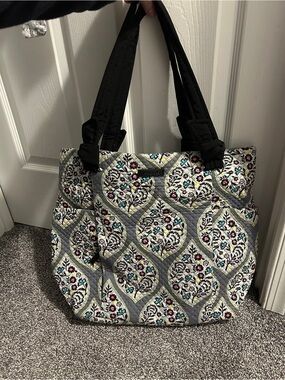 Vera Bradley Hadley Tote in Heritage Leaf with Black Straps